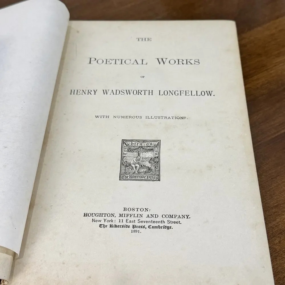 Antique Henry Wadsworth Longfellow Decorative Cloth Hardcover Victorian 1891